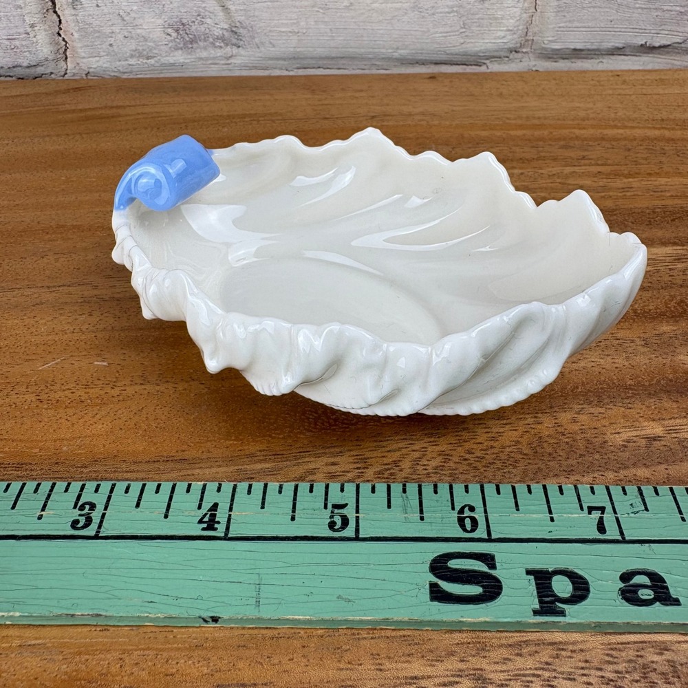 Vintage Lenox Leaf Dish Blue Scroll Handle Porcelain Candy‎ Dish USA - Picture 3 of 6